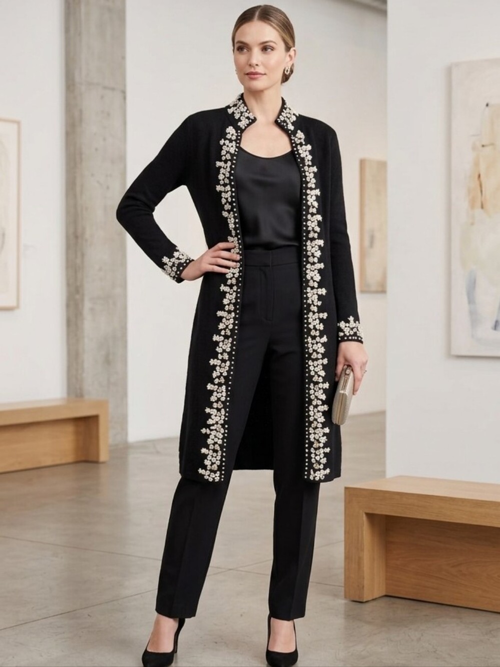 Moda International Women's Wool Long Duster Size XS